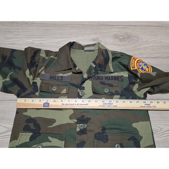 Military Camo Jacket Shirt Woodland Kids Fatigues Size 18 USMC Parris Island - Picture 5 of 5